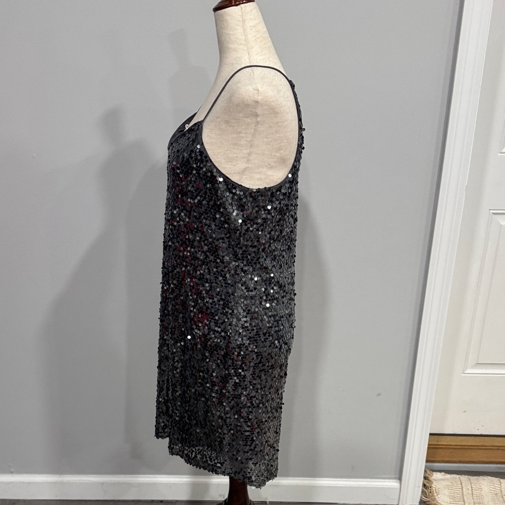 Express Spaghetti Strap Racerback Sequin Gray Dress Small - Picture 4 of 7